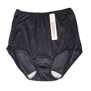 Shadowline 17032 Vintage 90s Women's Black High Waist Full Briefs Panty